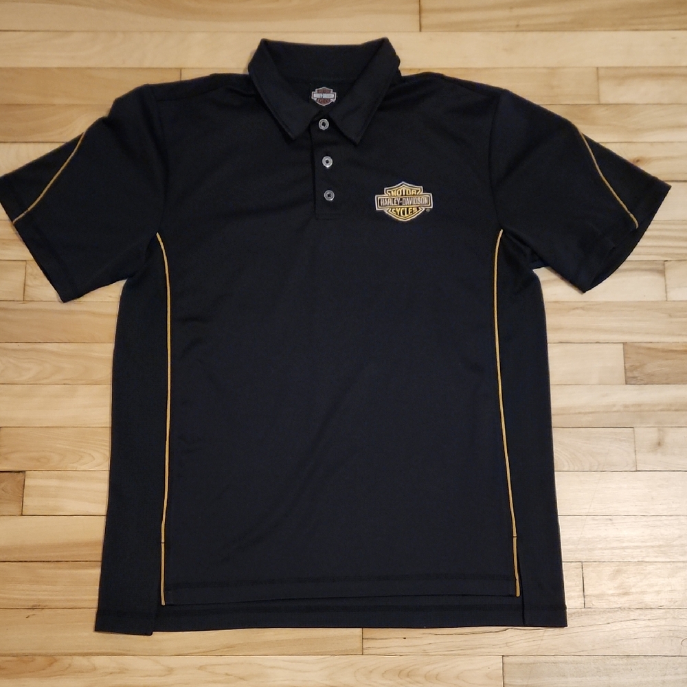 Harley-Davidson Black Polo with Gold Accents